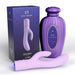 Purple Mystique Rabbit vibrator with textured bottle-style case and matching packaging box by Lola Milani.