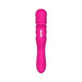 Bright pink double-ended personal wand vibrator with textured head and ergonomic handle, USB rechargeable and waterproof design.