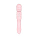 Soft pink double-ended personal wand with textured head and ergonomic handle, USB rechargeable and waterproof design.
