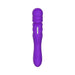 Purple double-ended personal wand with textured head and ergonomic handle, USB rechargeable and waterproof design.