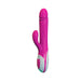 Pink dual-action vibrator with curved clitoral stimulator and white control base with buttons.
