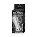 Packaging of Ass-sation silver remote vibrating metal anal bulb with remote control and USB charger shown.