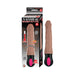Realistic brown bendable vibrator with USB rechargeable base and 12 vibration settings shown with packaging.