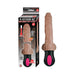 Realistic brown bendable vibrator with USB rechargeable base and 12 vibration functions shown with packaging.