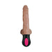 Realistic brown bendable vibrator with textured shaft and black base featuring pink control buttons.