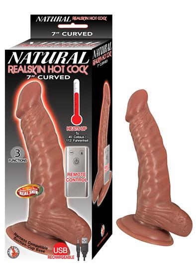 Natural Realskin Hot Cock Curved 7 inches Brown Dildo | SexToy.com