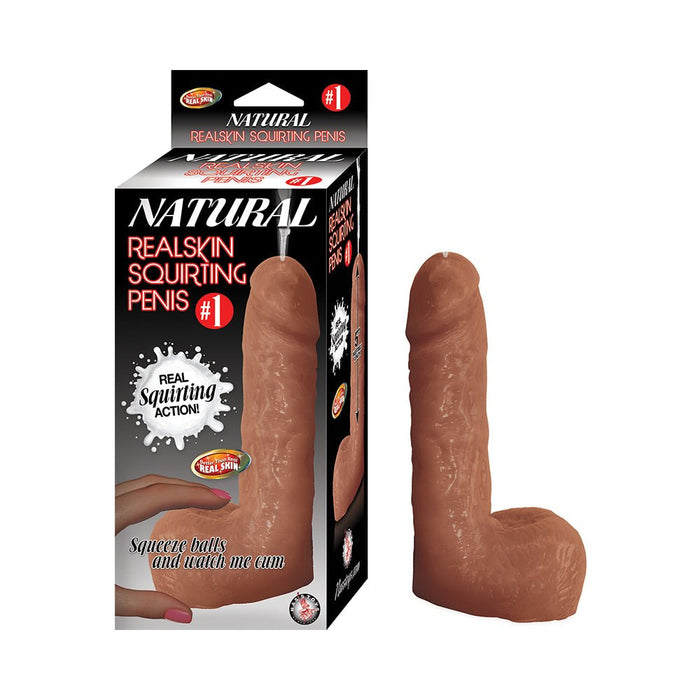 Natural Realskin Squirting Penis #1 Brown Dildo | SexToy.com