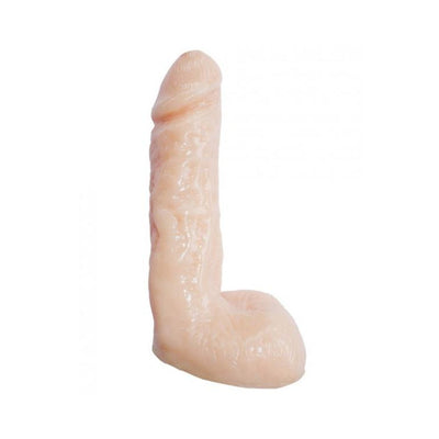 Beige realistic textured dildo with a natural shape and a flexible base, designed for versatile use.