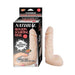 Realistic flesh-toned squirting toy with packaging showing squeeze-activated feature and lifelike texture.