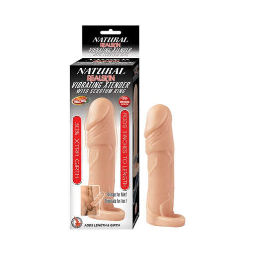 Natural Realskin Vibrating Xtender With Scrotum Ring | SexToy.com