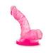 Pink translucent mini dildo with suction cup base, curved shaft, and realistic texture for targeted stimulation.