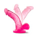 Pink mini dildo with suction cup base shown in multiple angled positions on white background.