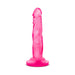 Pink 5-inch mini dildo with realistic texture and suction cup base for hands-free use.
