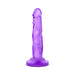 Purple 5-inch realistic mini dildo with suction cup base, designed for beginners and made from smooth TPE material.