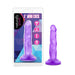 Purple 5-inch mini dildo with suction cup base shown next to its Naturally Yours branded packaging.