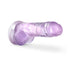 Amethyst-colored 8-inch crystalline dildo with suction cup base, realistic texture and flexible TPE material.