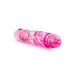Compact pink textured vibrator with flexible shaft and twist dial control on white background