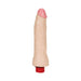 Realistic flesh-tone thin vibrator with a pink tip and adjustable red twist base on a white background.