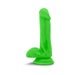 Bright green 6-inch dual density dildo with balls and suction cup base for hands-free use.