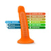 Orange 5.5 inch dual density dildo with soft outer layer, firm core, suction cup base, and body-safe, latex-free materials.