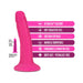 Pink 6-inch Neo Elite silicone dildo with suction cup base and dual-density design, highlighting softness and harness compatibility.