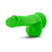 Bright green 6-inch silicone dual density dildo with realistic texture and suction cup base.