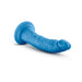 Blue 7.5-inch realistic silicone dildo with suction cup base and textured surface.