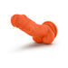 Orange 7.5-inch silicone dual density dildo with realistic texture and suction cup base.
