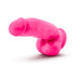 Bright neon pink 7-inch silicone dual density dildo with suction base and realistic texture.