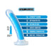 Neo Elite 7-inch neon blue glow-in-the-dark silicone dildo with dual-density design and suction cup base.