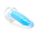 Neo Elite 7-inch dual-density glow-in-the-dark dildo in neon blue with textured spirals and suction cup base.