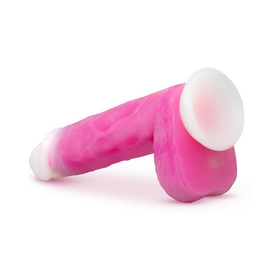 Pink 8-inch Neo Elite Roxy gyrating dildo with suction cup base, realistic texture, and smooth silicone finish.