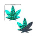 Green to black flip sequin weed leaf pasties measuring 3.5 by 3.8 inches with shimmering reversible design.