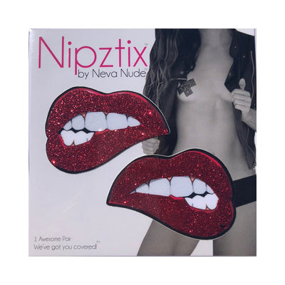 Neva Nude Pasty Bite Me Lips Glitter Red | SexToy.com