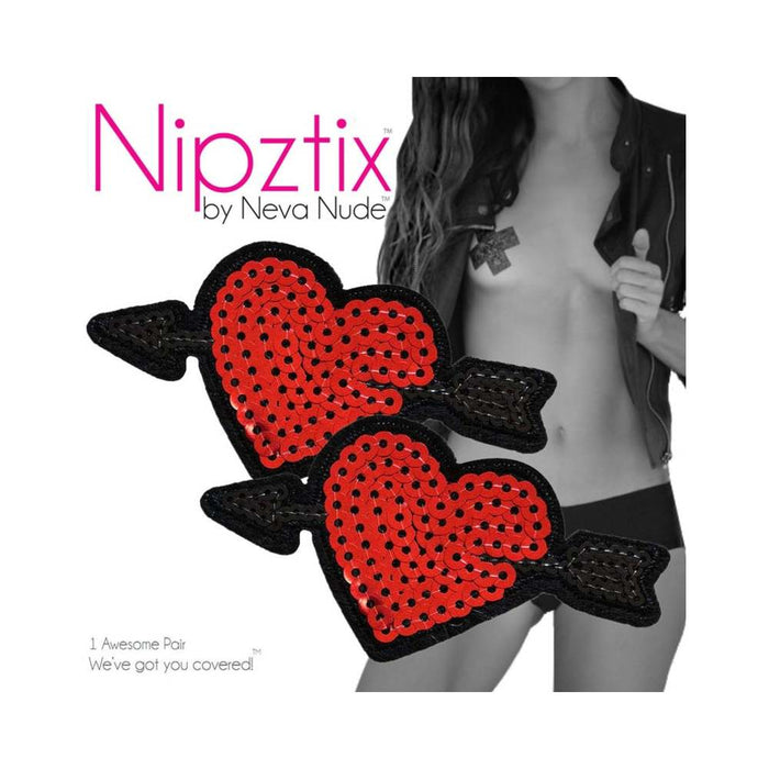 Neva Nude Reusable Pasty Hearts Sequins Pasties | SexToy.com