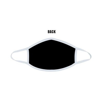 Back view of Neva NudeLiquid Party Face Mask showing black inner lining with white elastic trim and ear loops.
