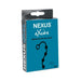 Packaging of Nexus Excite medium black silicone anal beads with product illustration on blue background.