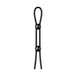 Black adjustable silicone cock and ball lasso ring with two slide toggles for customizable fit by Nexus.
