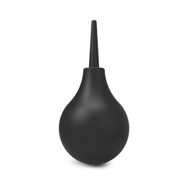 Black rubber bulb anal douche with a smooth tapered nozzle for gentle and hygienic intimate cleansing.