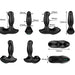 Black Nexus Revo Air rotating prostate massager with suction, shown from multiple angles with detailed measurements.