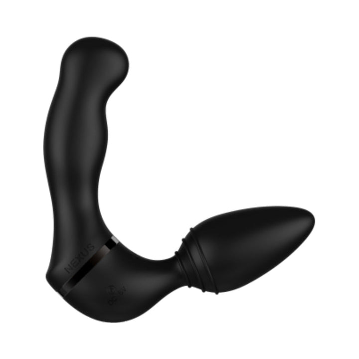 Black Nexus Revo Twist waterproof massager with curved ergonomic design and interchangeable rotating and vibrating features.