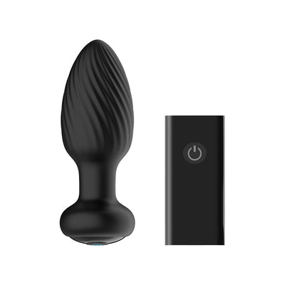 Nexus Tornado Rechargeable Remote-controlled Rotating & Vibrating Textured Silicone Anal Plug Black - SexToy.com