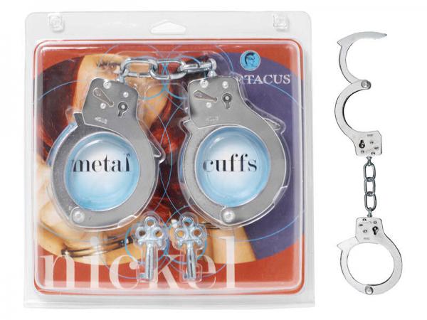 Nickel Coated Steel Handcuffs With Single Lock - Silver | SexToy.com