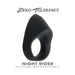 Black silicone vibrating cock ring with ergonomic oblong shape, USB rechargeable and designed for couples' pleasure.