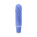Compact blue silicone mini stimulator with a smooth, twisted texture and sleek satin finish.