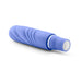 Compact blue silicone mini stimulator with textured spiral design and white control button on a white background.