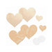 Cream heart-shaped nipple covers in lace and satin textures with small white round protective pads.