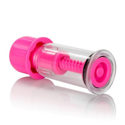 Clear and pink adjustable nipple vacuum sucker with twist mechanism for customizable suction and sensitivity enhancement.