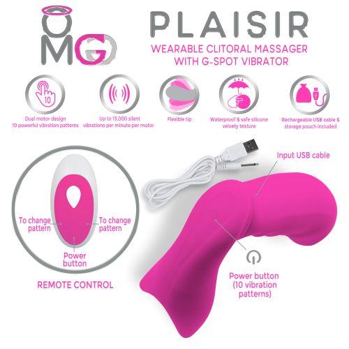 OMG Plaisir Wearable Clitoral Massager, G-Spot Vibrator Pink | SexToy.com
