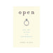 Book cover for Open by Jenny Block featuring a minimalist design with a solitaire engagement ring and text about open marriage.